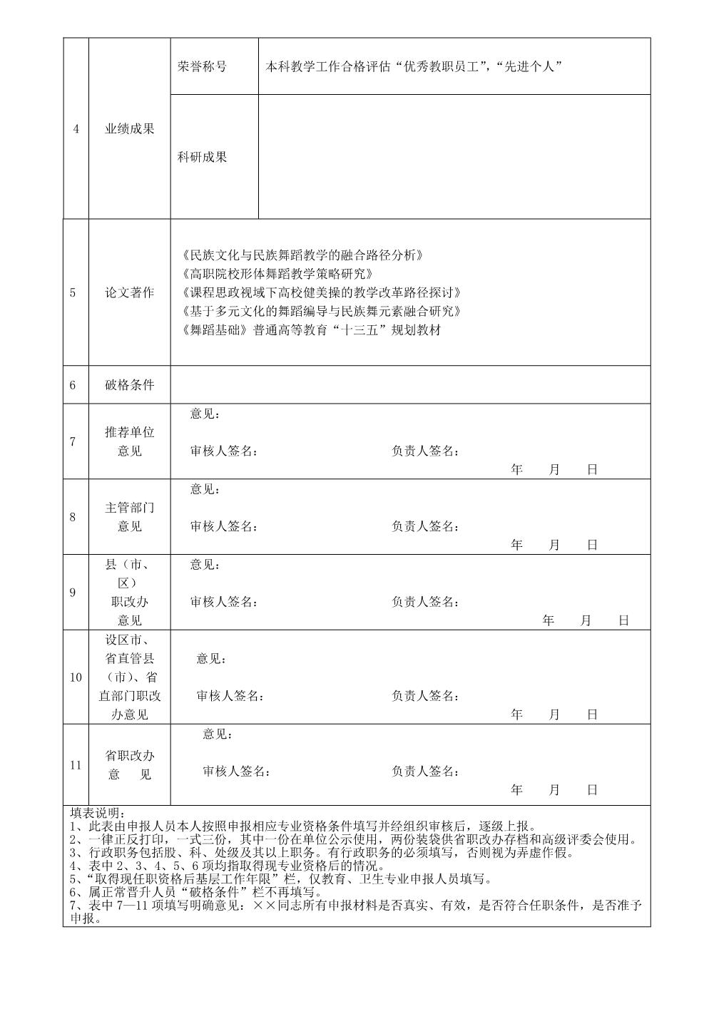 杨思雨2022年任职资格情况一览表